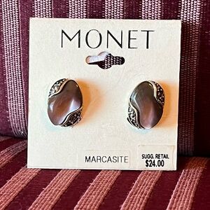 Beautiful, vintage Monet marcasite clip earrings. New, NWT